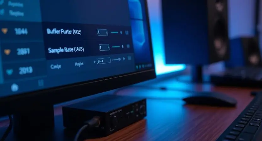 Adjusting DAW settings for low audio latency in a home studio