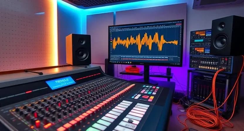 Studio setup showing parallel compression for drum mixing