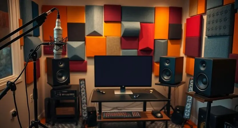 Upgraded home studio with advanced gear and acoustic treatment